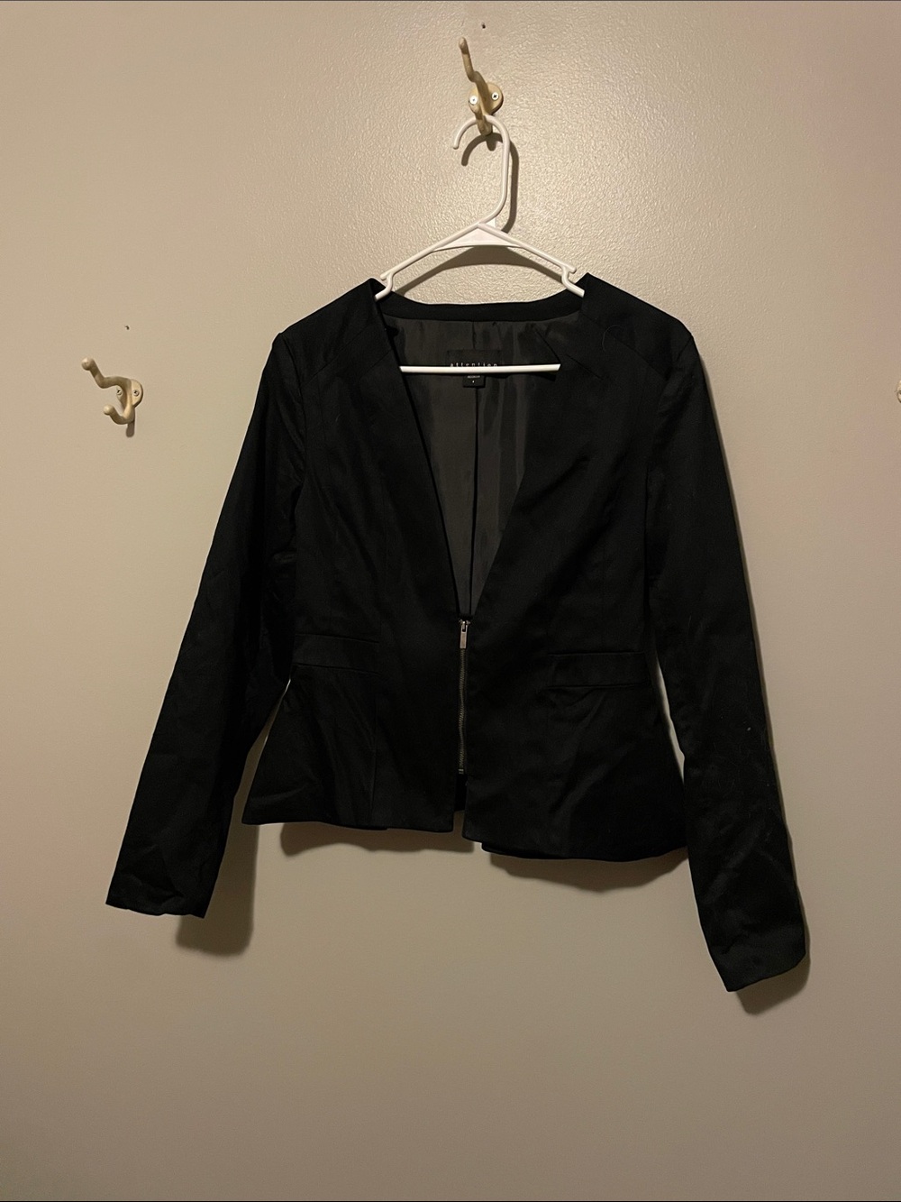 attention Black Zip-Front Women's Blazer